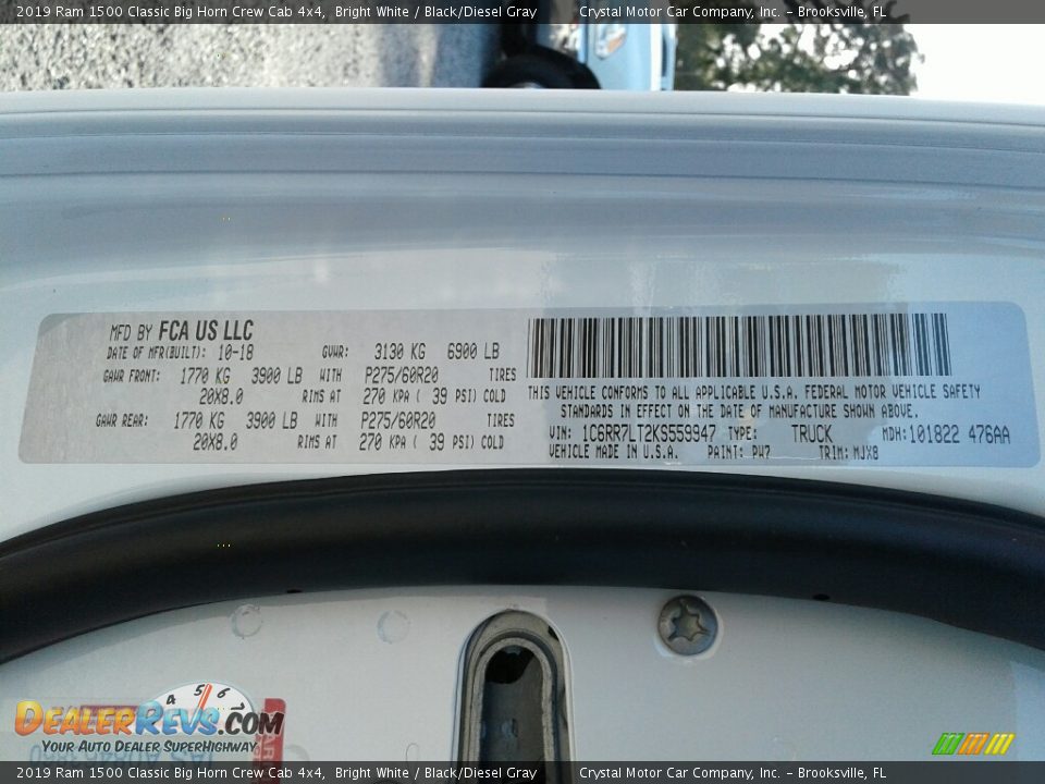 2019 Ram 1500 Classic Big Horn Crew Cab 4x4 Bright White / Black/Diesel Gray Photo #21