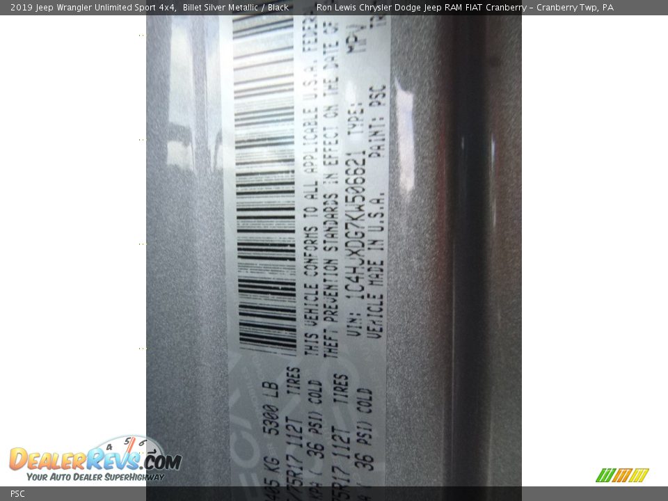 Jeep Color Code PSC Billet Silver Metallic