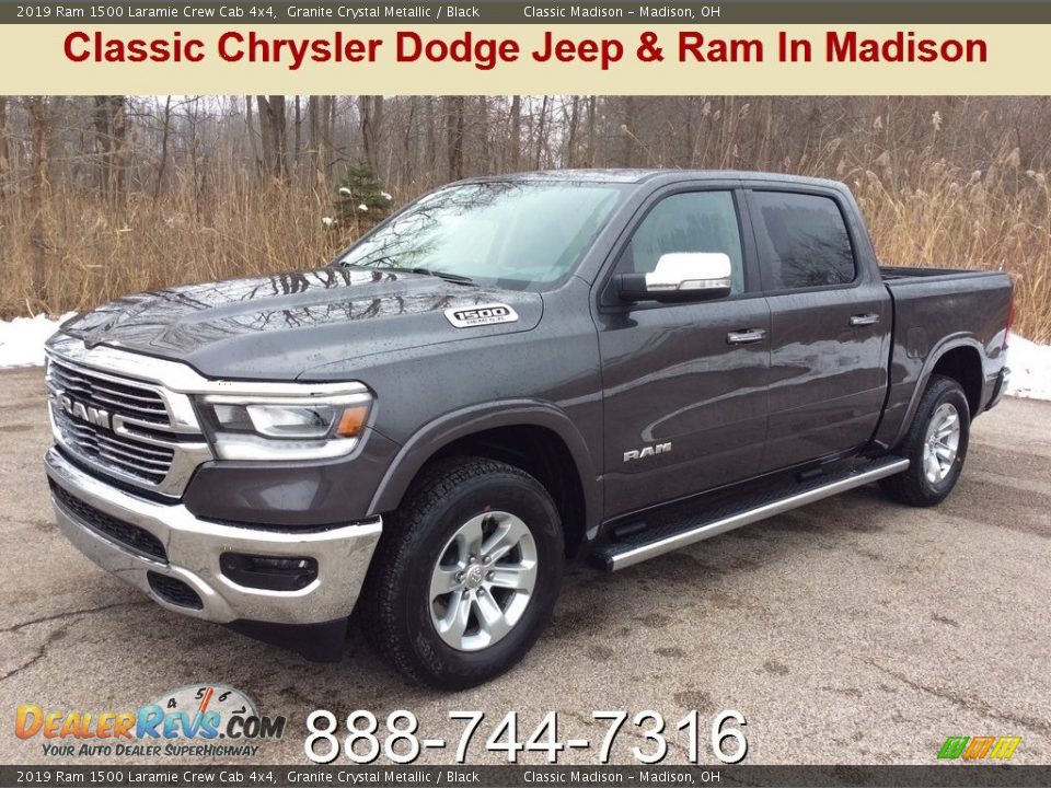 2019 Ram 1500 Laramie Crew Cab 4x4 Granite Crystal Metallic / Black Photo #1