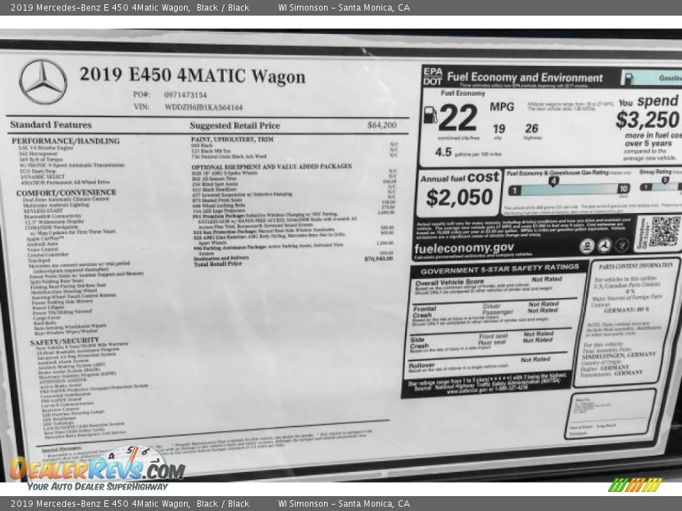 2019 Mercedes-Benz E 450 4Matic Wagon Black / Black Photo #10