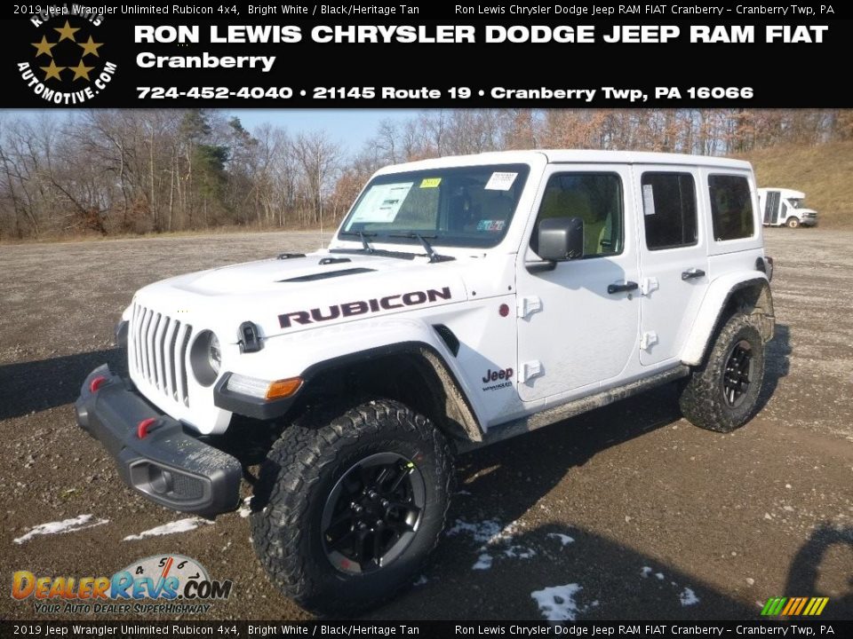 2019 Jeep Wrangler Unlimited Rubicon 4x4 Bright White / Black/Heritage Tan Photo #1
