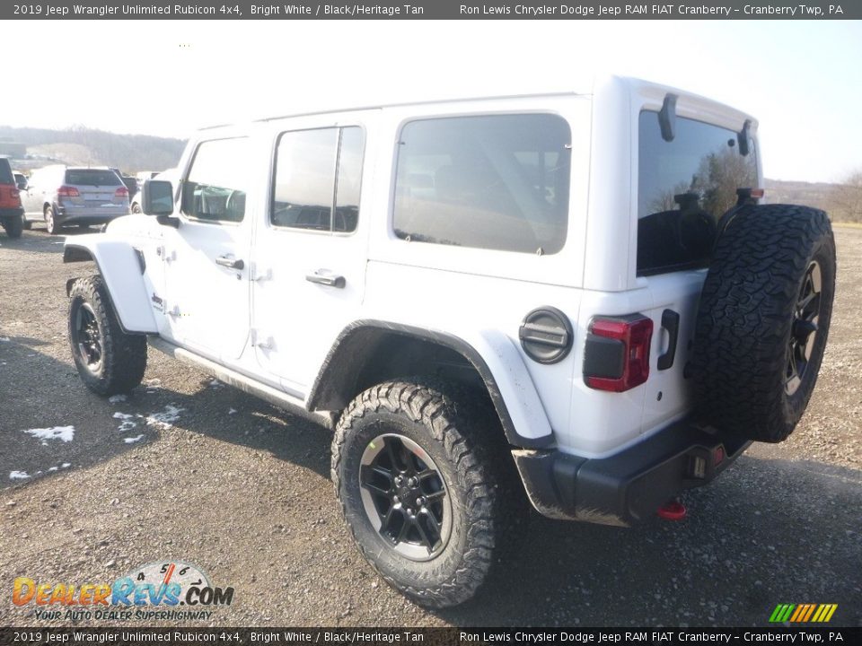 2019 Jeep Wrangler Unlimited Rubicon 4x4 Bright White / Black/Heritage Tan Photo #3
