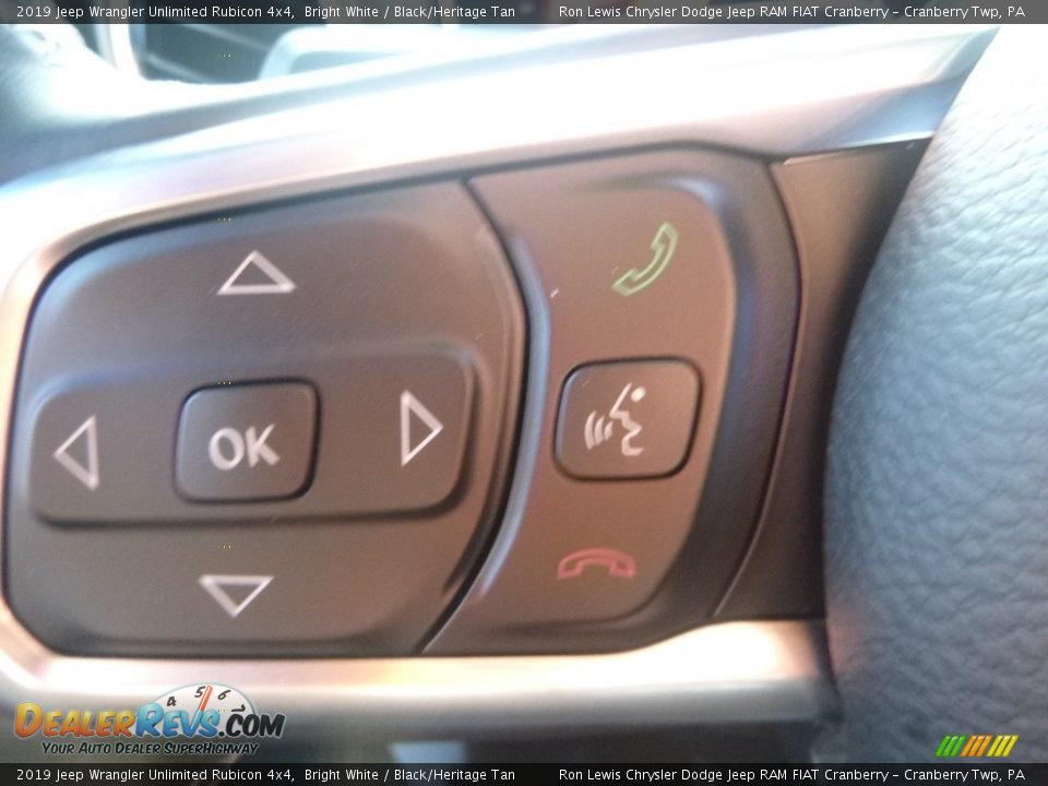 2019 Jeep Wrangler Unlimited Rubicon 4x4 Bright White / Black/Heritage Tan Photo #20