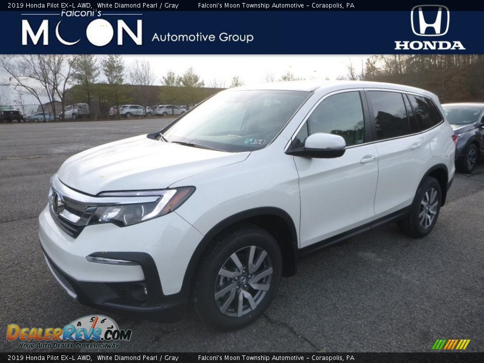 2019 Honda Pilot EX-L AWD White Diamond Pearl / Gray Photo #1