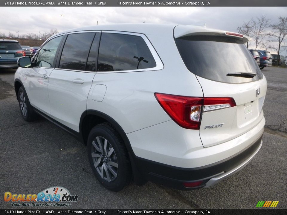 2019 Honda Pilot EX-L AWD White Diamond Pearl / Gray Photo #3