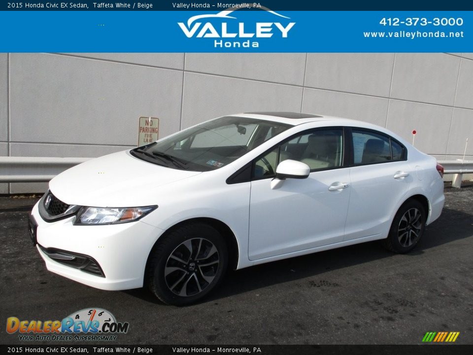 2015 Honda Civic EX Sedan Taffeta White / Beige Photo #1