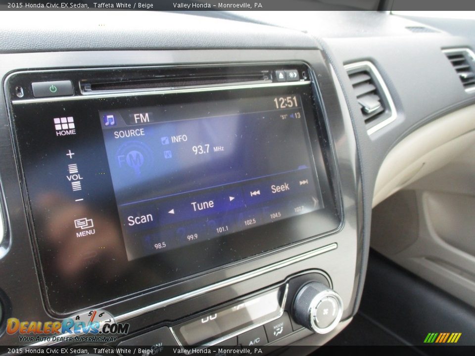 2015 Honda Civic EX Sedan Taffeta White / Beige Photo #15