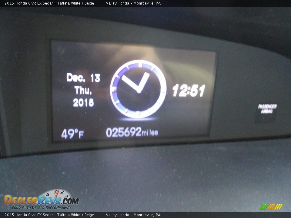 2015 Honda Civic EX Sedan Taffeta White / Beige Photo #20
