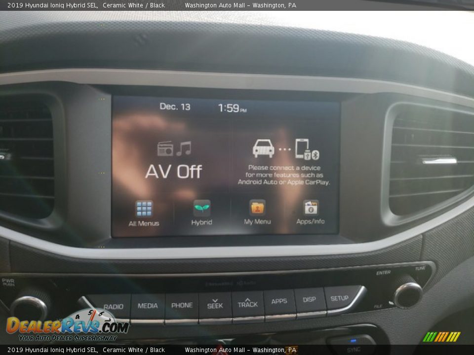 2019 Hyundai Ioniq Hybrid SEL Ceramic White / Black Photo #21