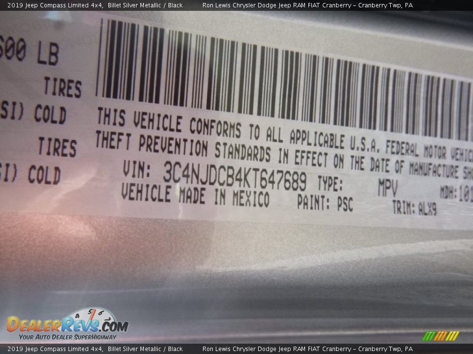 2019 Jeep Compass Limited 4x4 Billet Silver Metallic / Black Photo #14