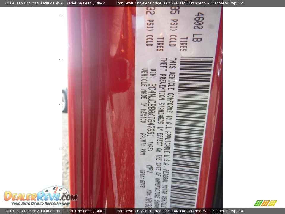 2019 Jeep Compass Latitude 4x4 Red-Line Pearl / Black Photo #14