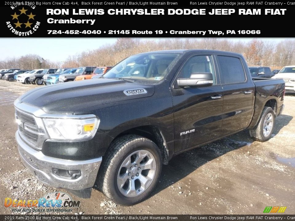 2019 Ram 1500 Big Horn Crew Cab 4x4 Black Forest Green Pearl / Black/Light Mountain Brown Photo #1