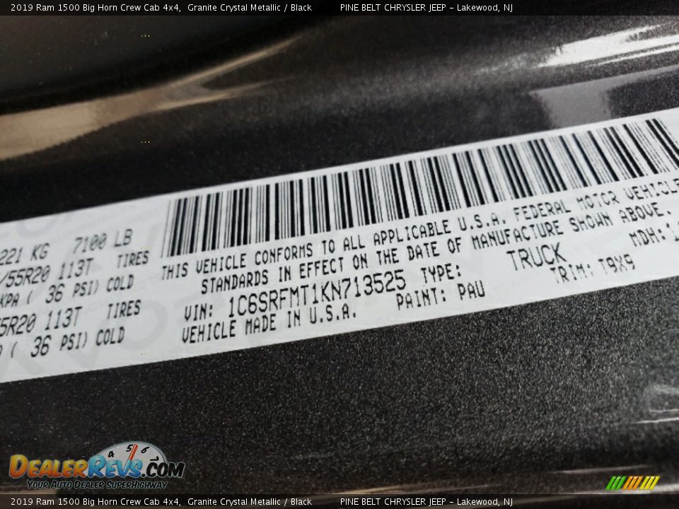 2019 Ram 1500 Big Horn Crew Cab 4x4 Granite Crystal Metallic / Black Photo #9