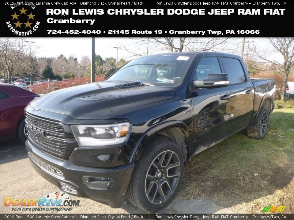 2019 Ram 1500 Laramie Crew Cab 4x4 Diamond Black Crystal Pearl / Black Photo #1