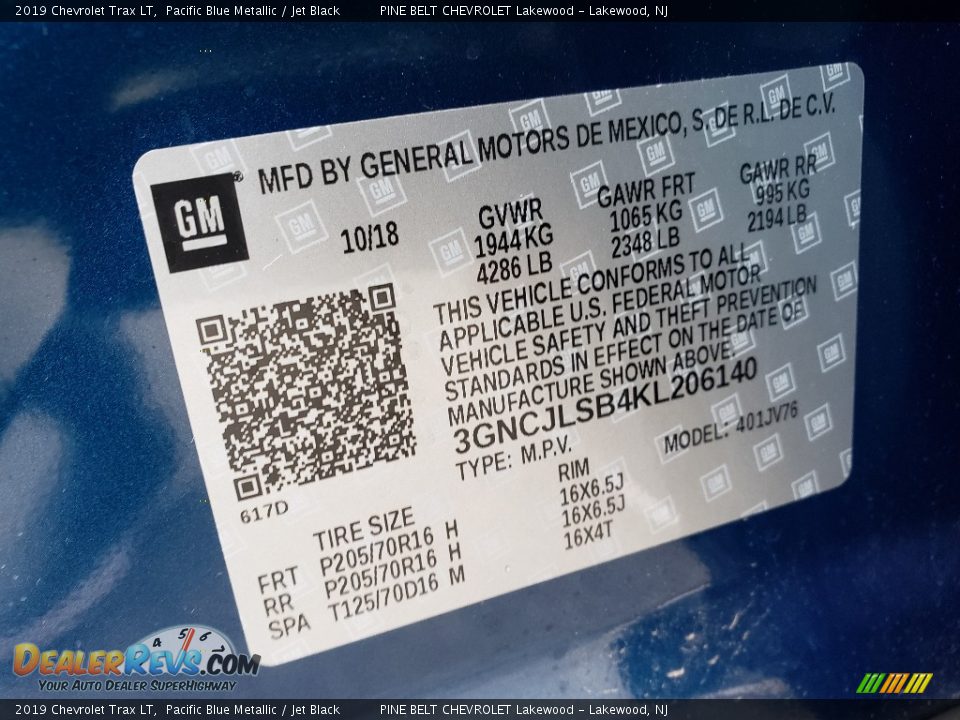 2019 Chevrolet Trax LT Pacific Blue Metallic / Jet Black Photo #9