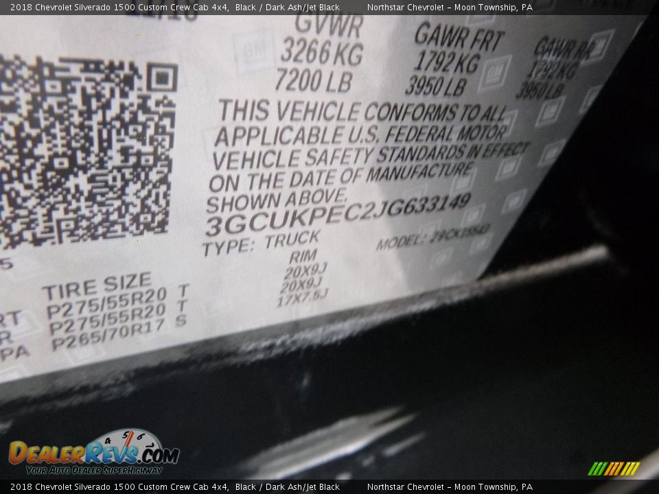 2018 Chevrolet Silverado 1500 Custom Crew Cab 4x4 Black / Dark Ash/Jet Black Photo #16