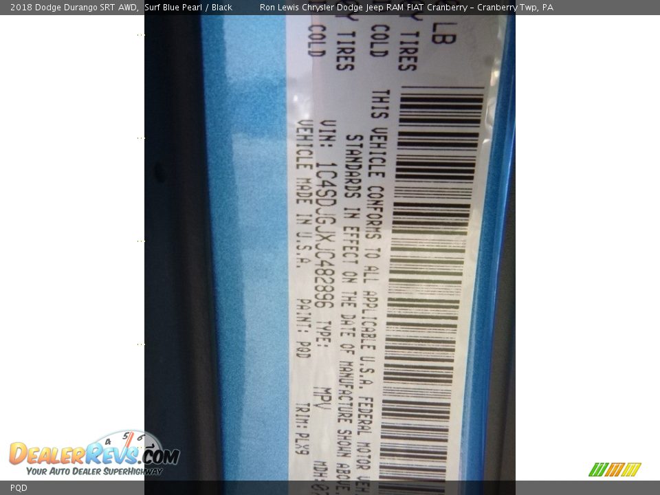 Dodge Color Code PQD Surf Blue Pearl