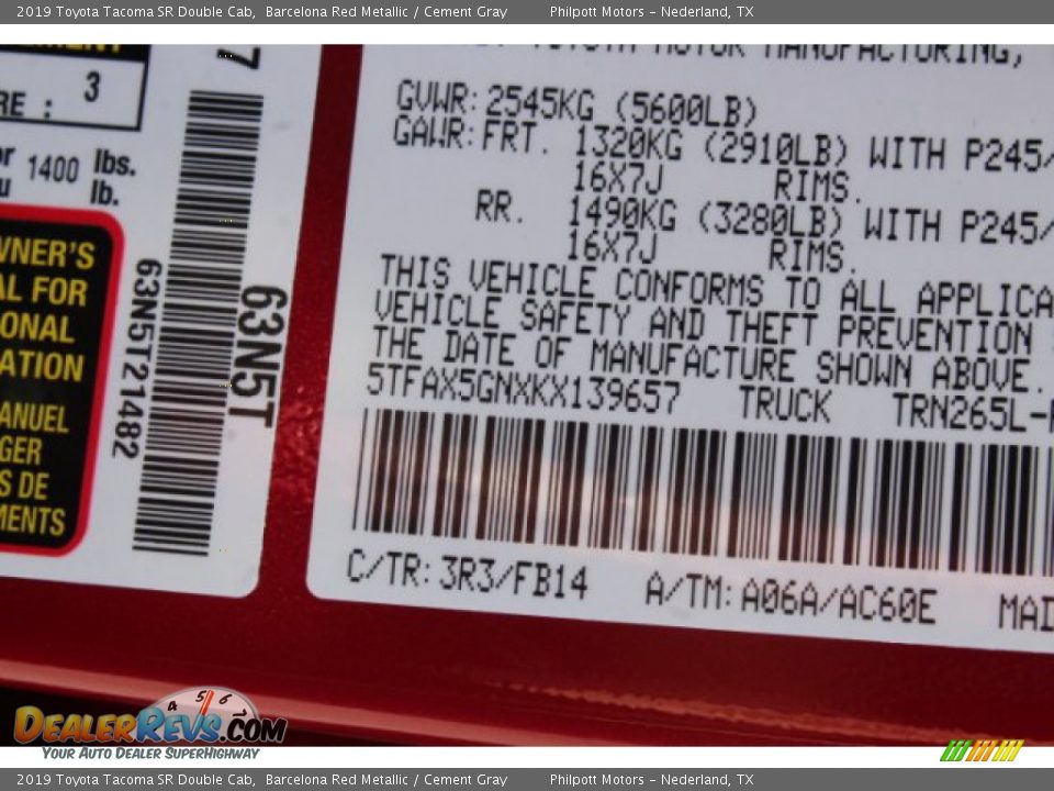 2019 Toyota Tacoma SR Double Cab Barcelona Red Metallic / Cement Gray Photo #22