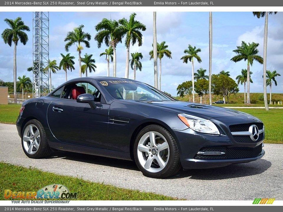 2014 Mercedes-Benz SLK 250 Roadster Steel Grey Metallic / Bengal Red/Black Photo #1