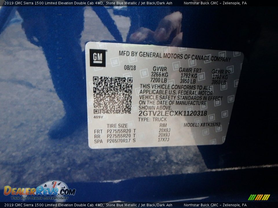 2019 GMC Sierra 1500 Limited Elevation Double Cab 4WD Stone Blue Metallic / Jet Black/Dark Ash Photo #15