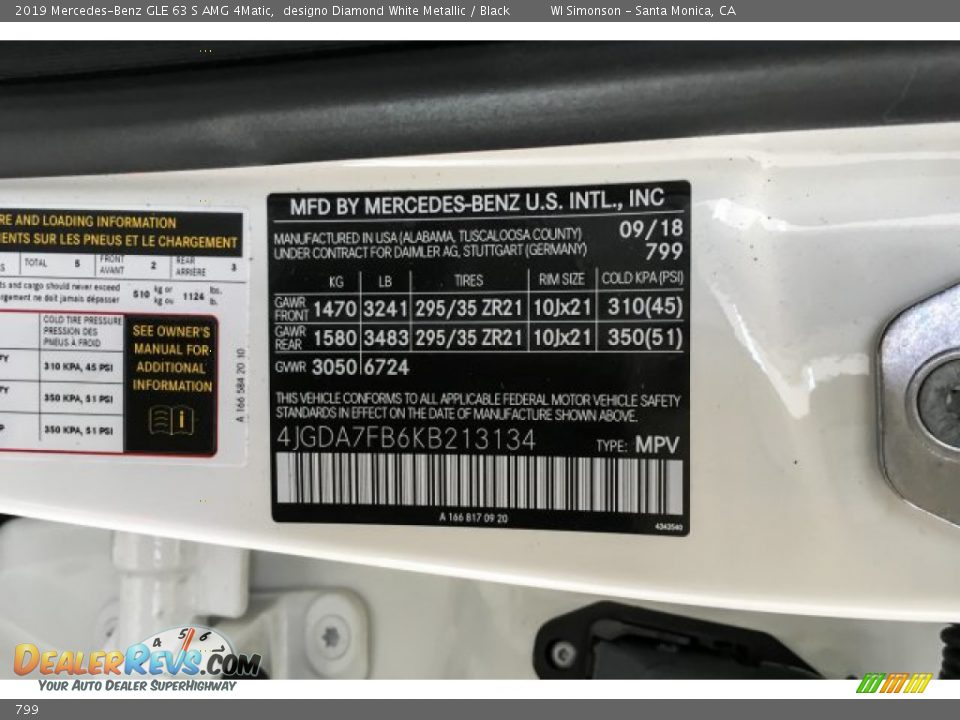 Mercedes-Benz Color Code 799 designo Diamond White Metallic