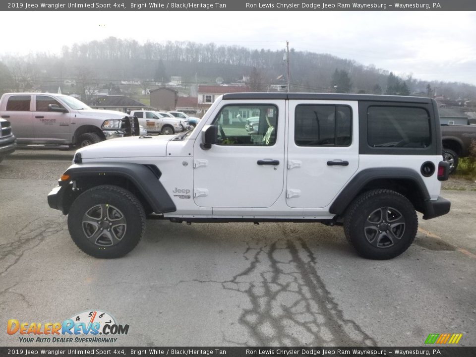 2019 Jeep Wrangler Unlimited Sport 4x4 Bright White / Black/Heritage Tan Photo #3