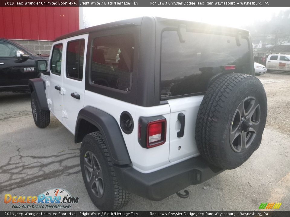 2019 Jeep Wrangler Unlimited Sport 4x4 Bright White / Black/Heritage Tan Photo #4