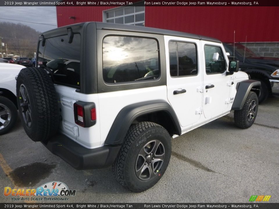 2019 Jeep Wrangler Unlimited Sport 4x4 Bright White / Black/Heritage Tan Photo #6