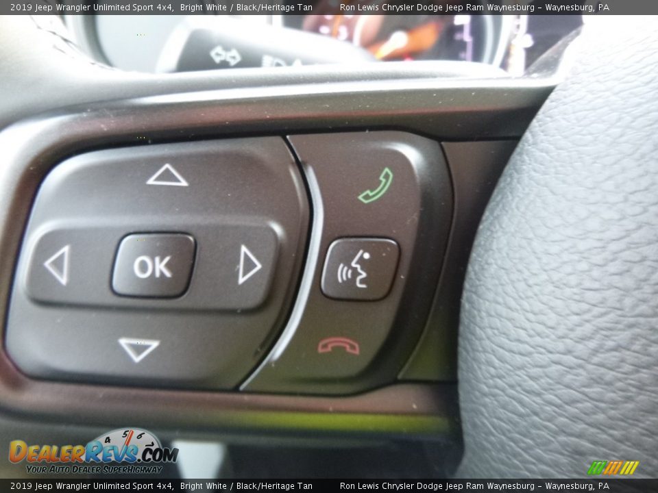 2019 Jeep Wrangler Unlimited Sport 4x4 Bright White / Black/Heritage Tan Photo #20