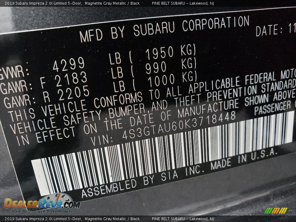2019 Subaru Impreza 2.0i Limited 5-Door Magnetite Gray Metallic / Black Photo #9