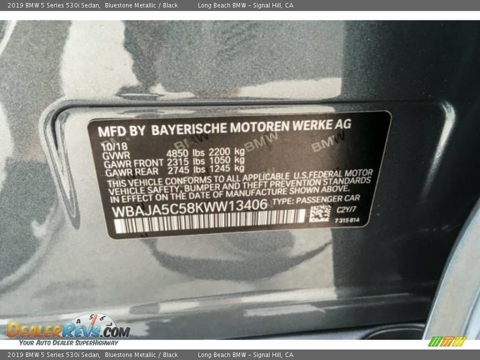 2019 BMW 5 Series 530i Sedan Bluestone Metallic / Black Photo #11