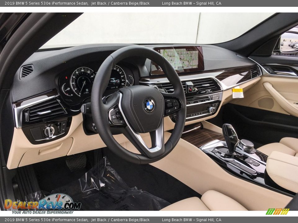 2019 BMW 5 Series 530e iPerformance Sedan Jet Black / Canberra Beige/Black Photo #4