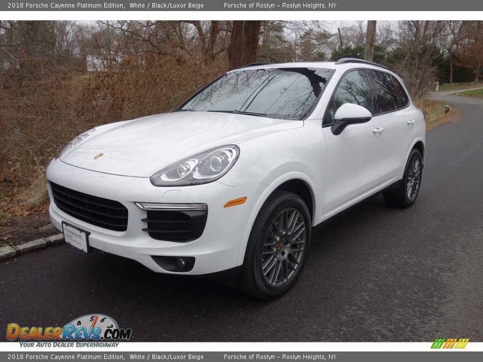 2018 Porsche Cayenne Platinum Edition White / Black/Luxor Beige Photo #1