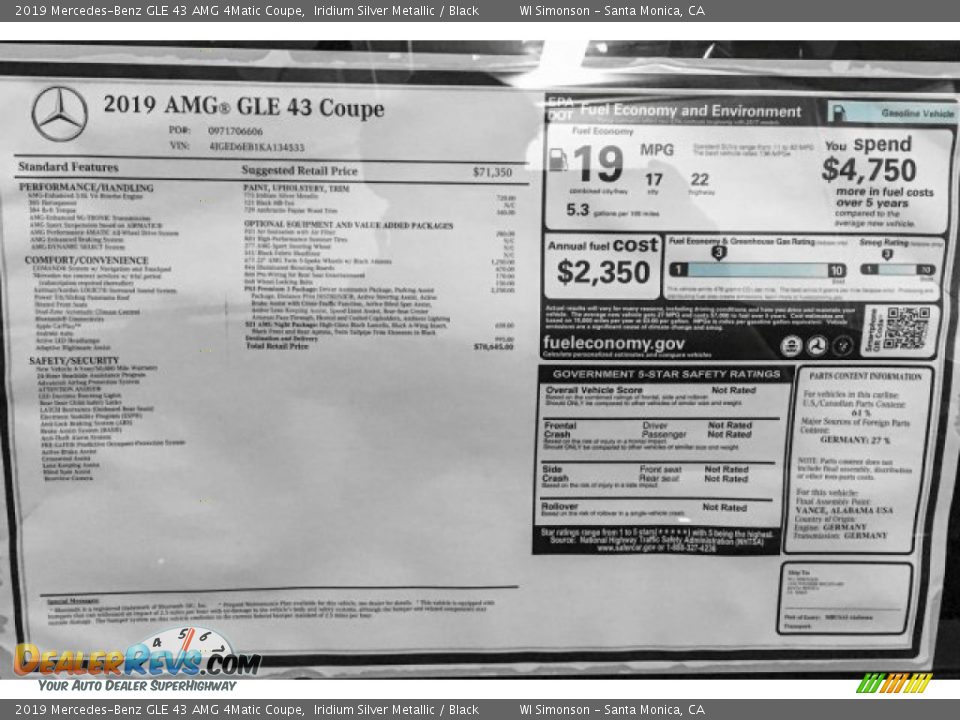 2019 Mercedes-Benz GLE 43 AMG 4Matic Coupe Iridium Silver Metallic / Black Photo #10