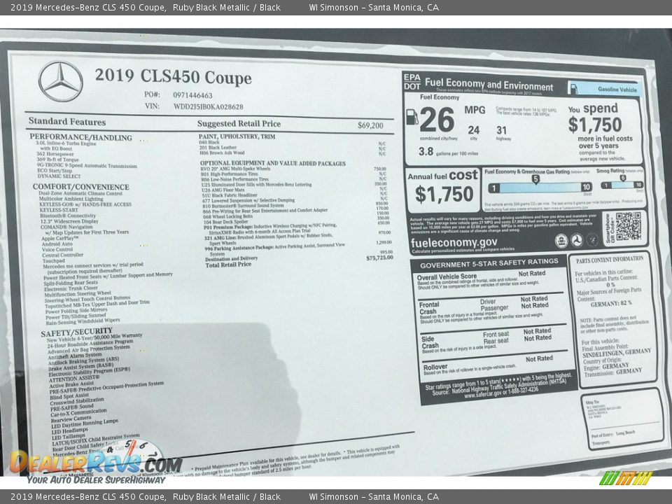 2019 Mercedes-Benz CLS 450 Coupe Ruby Black Metallic / Black Photo #10