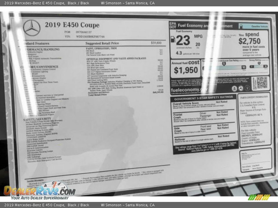 2019 Mercedes-Benz E 450 Coupe Black / Black Photo #10