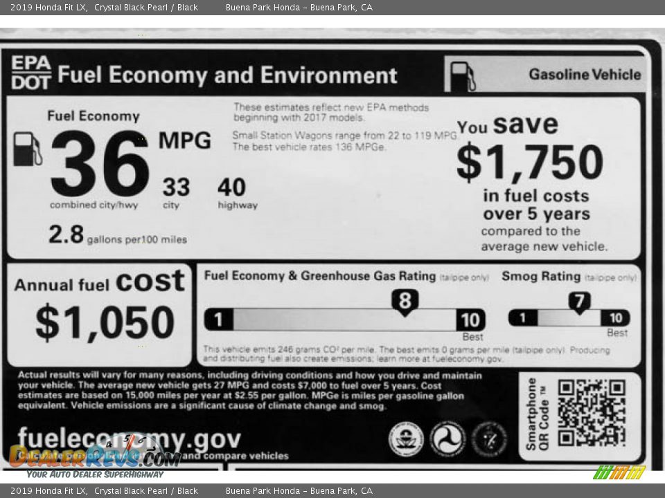 2019 Honda Fit LX Crystal Black Pearl / Black Photo #33