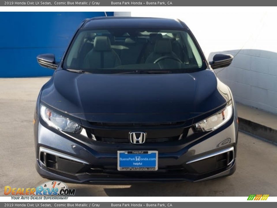 2019 Honda Civic LX Sedan Cosmic Blue Metallic / Gray Photo #3