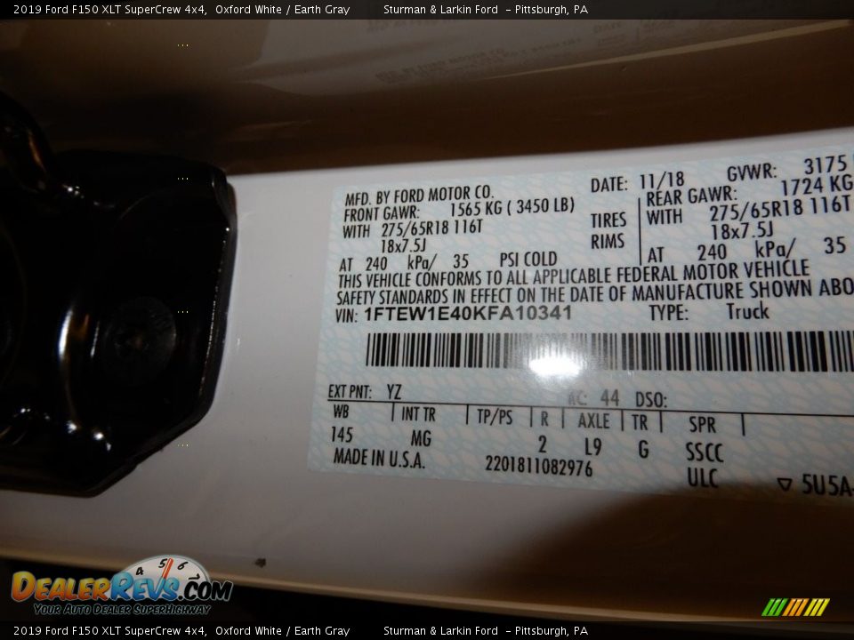 2019 Ford F150 XLT SuperCrew 4x4 Oxford White / Earth Gray Photo #10