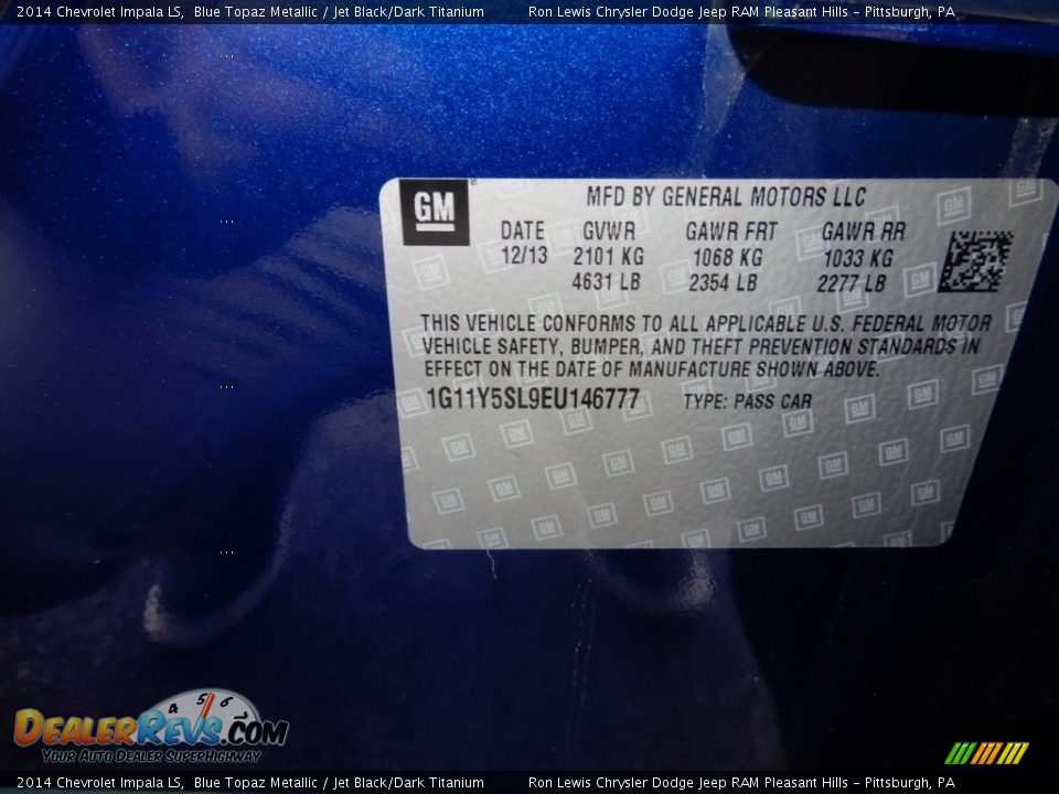 2014 Chevrolet Impala LS Blue Topaz Metallic / Jet Black/Dark Titanium Photo #15