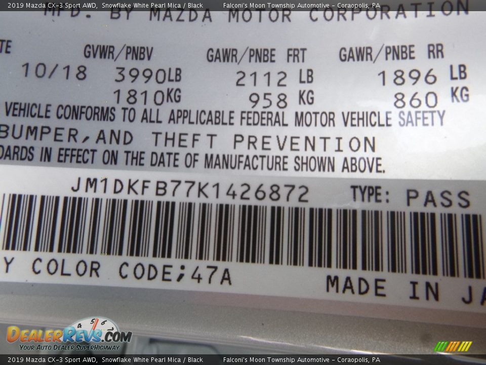 2019 Mazda CX-3 Sport AWD Snowflake White Pearl Mica / Black Photo #13