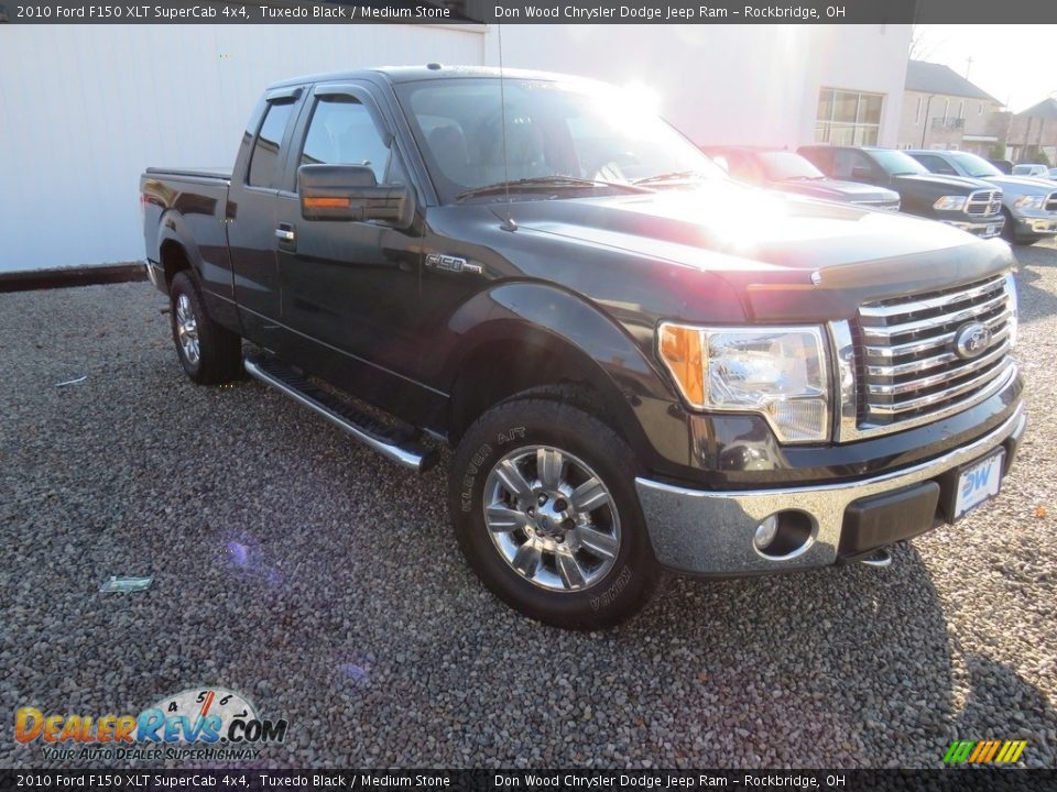 2010 Ford F150 XLT SuperCab 4x4 Tuxedo Black / Medium Stone Photo #2