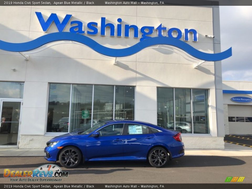 2019 Honda Civic Sport Sedan Agean Blue Metallic / Black Photo #1