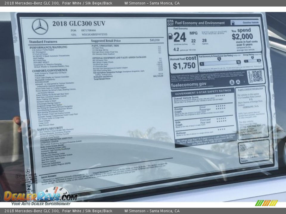 2018 Mercedes-Benz GLC 300 Polar White / Silk Beige/Black Photo #10