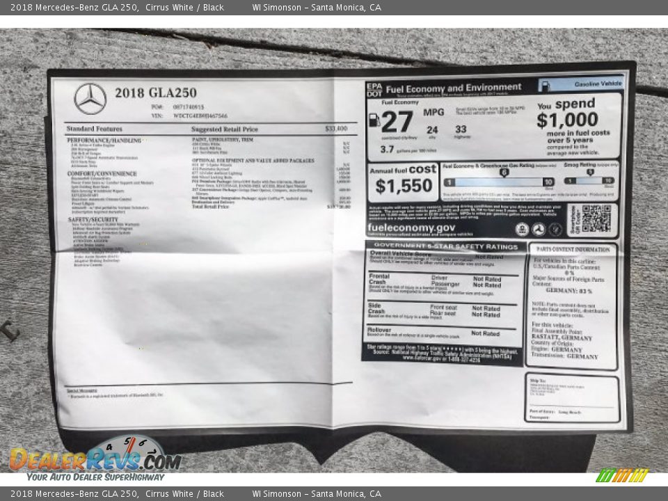 2018 Mercedes-Benz GLA 250 Cirrus White / Black Photo #10