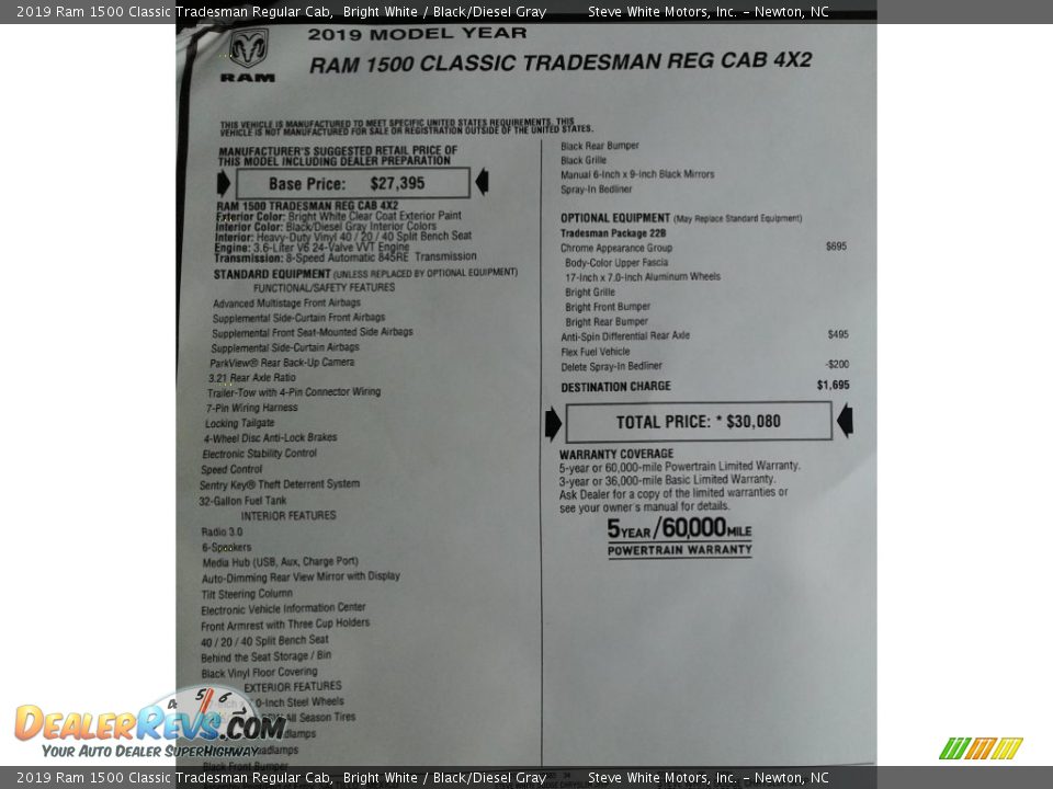 2019 Ram 1500 Classic Tradesman Regular Cab Bright White / Black/Diesel Gray Photo #27