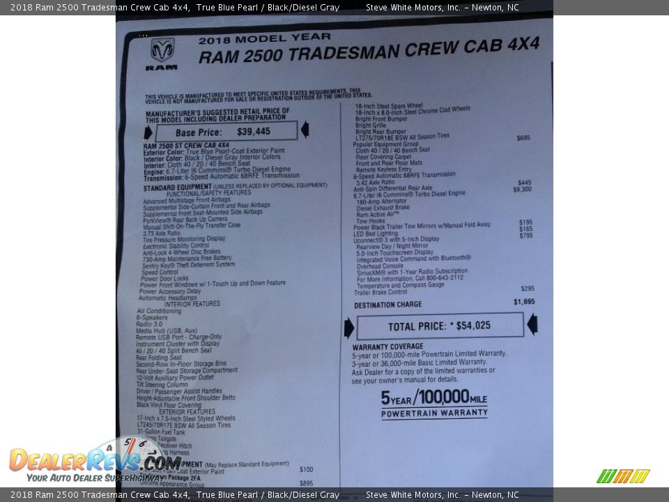 2018 Ram 2500 Tradesman Crew Cab 4x4 True Blue Pearl / Black/Diesel Gray Photo #28