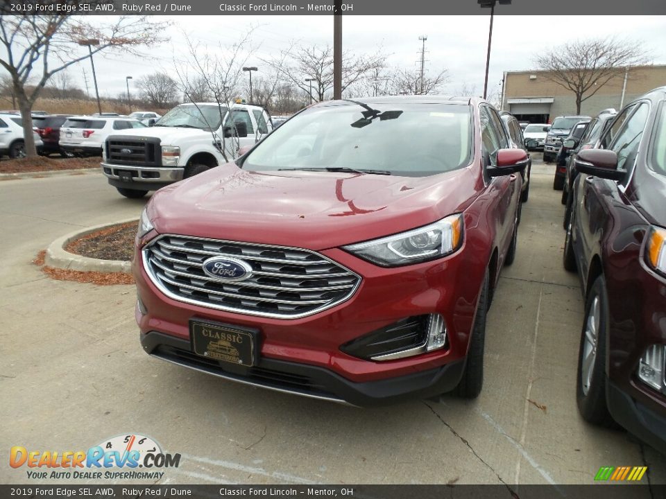 2019 Ford Edge SEL AWD Ruby Red / Dune Photo #1