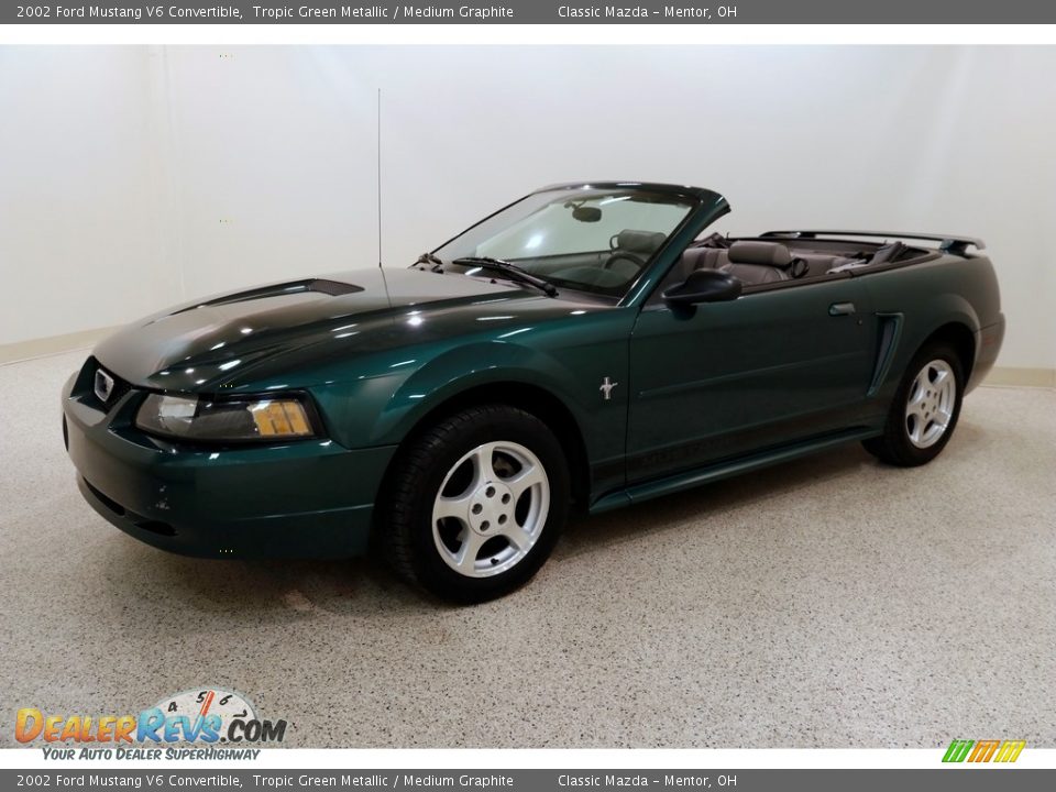2002 Ford Mustang V6 Convertible Tropic Green Metallic / Medium Graphite Photo #4