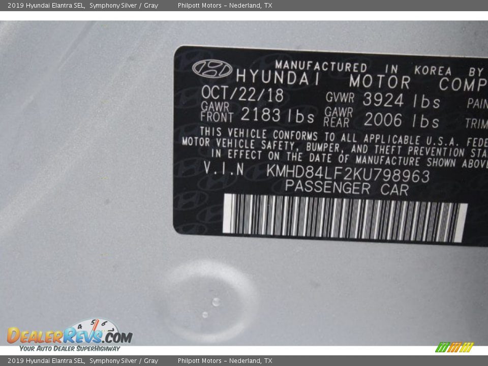 2019 Hyundai Elantra SEL Symphony Silver / Gray Photo #22